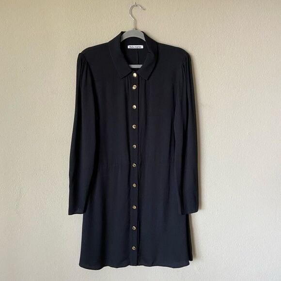 Reformation Hugh Mini Black Dress Size 12 - Picture 7 of 10